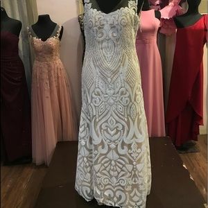 Wedding gown with beaded lace
